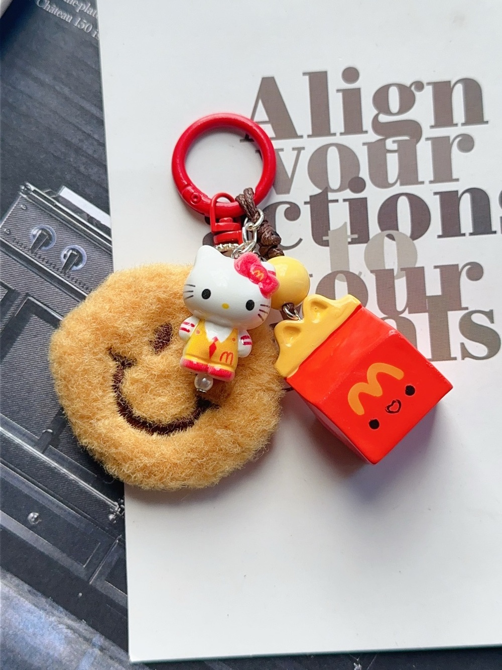 Hello Kitty Red & Yellow Fast Food Keychain Charm